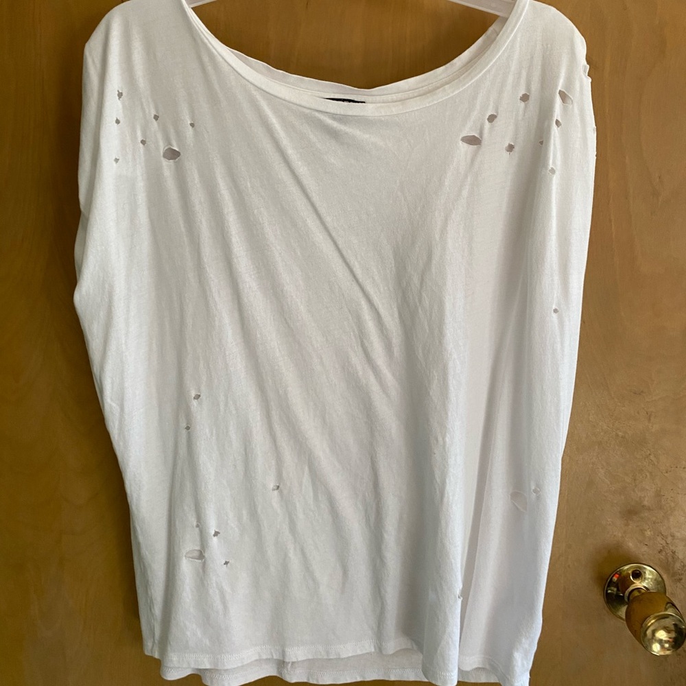 Express distressed white t.